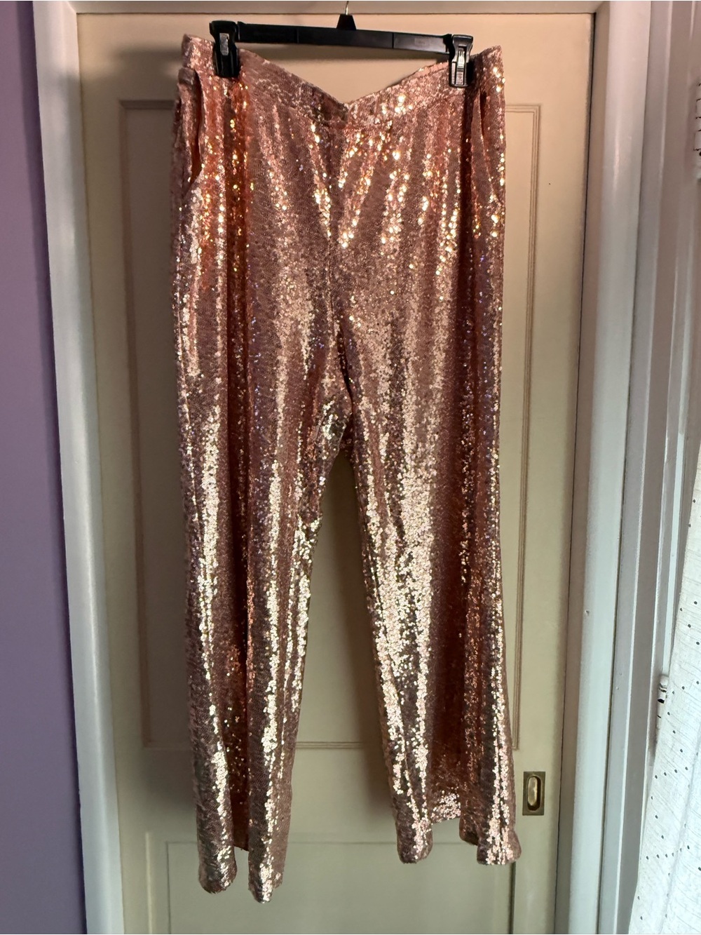 Eloquii Elements Rose Gold Sequin Wide-Leg Pants w/ Pockets!